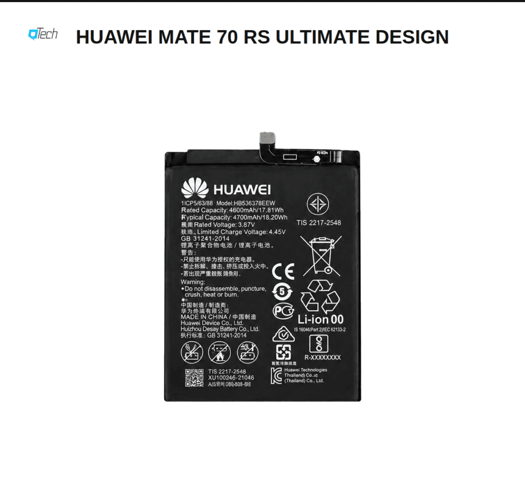 Huawei Mate 70 RS Ultimate Design Battery